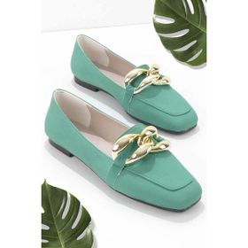 Bambi K01641166309 Mat Yeşil Kadın Loafer Ayakkabı