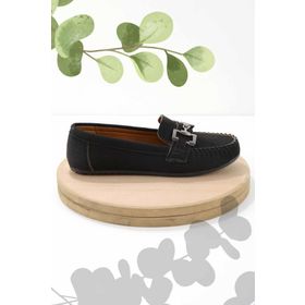 Bambi K01778166502Siyah Süet Kadın Loafer Ayakkabı