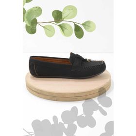 Bambi K01778166602 Siyah Süet Kadın Loafer Ayakkabı
