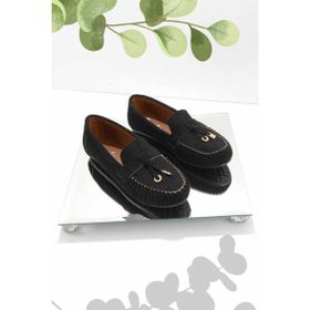 Bambi K01778166602 Siyah Süet Kadın Loafer Ayakkabı