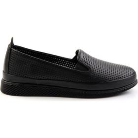 Bambi K01809111103 Siyah Deri Kadın Casual Ayakkabı