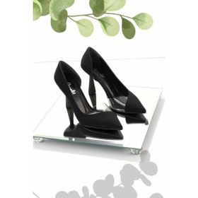 Bambi K01992000938 Mat Siyah Saten Kadın Klasik Topuklu Ayakkabı