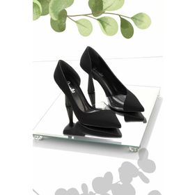 Bambi K01992000938 Mat Siyah Saten Kadın Klasik Topuklu Ayakkabı