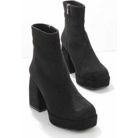 Bambi K02154170202 Siyah Süet Kadın Bot