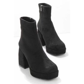 Bambi K02154170202 Siyah Süet Kadın Bot