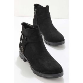 Bambi K02216011702 Siyah Süet Kadın Bot