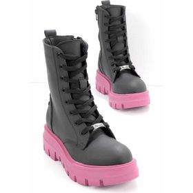 Bambi K02538014409 Mat Siyah Fuşya Kadın Bot