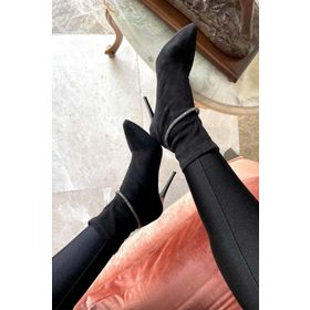 Bambi K02575211702 Siyah Platin Süet Kadın Bot