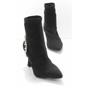 Bambi K02575211802 Siyah Süet Kadın Bot