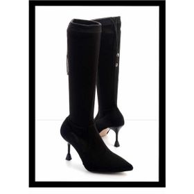 Bambi K03948015002 Siyah Süet Kadın Çizme