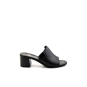 Bambi K04040012203 Siyah Leather Kadın Terlik