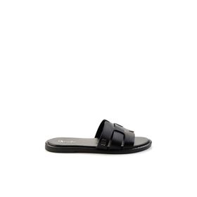 Bambi K04073101903 Siyah Leather Kadın Terlik