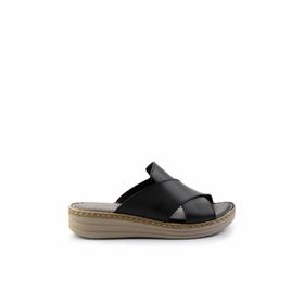 Bambi K04281030203 Siyah Leather Kadın Terlik