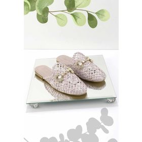 Bambi K04292766816 Bej Örgü Kadın Terlik