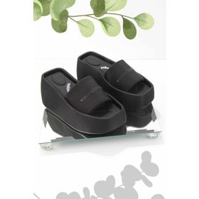 Bambi K04321038204 Siyah Kumaş Kadın Terlik