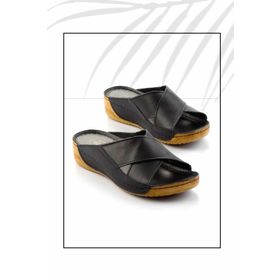 Bambi K04331031203 Siyah Leather Kadın Terlik