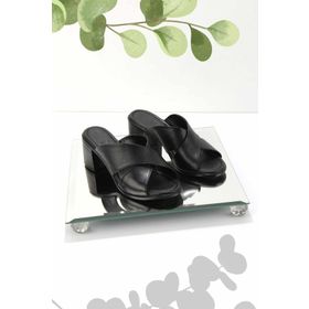 Bambi K04529184303 Siyah Deri Kadın Terlik