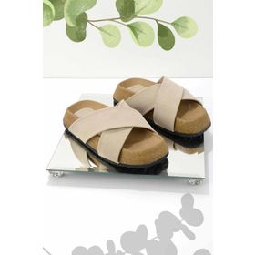 Bambi K04576202401 Bej Nubuk Kadın Terlik