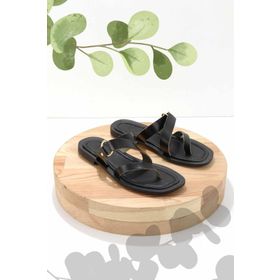 Bambi K04826017603 Siyah Hakiki Deri Kadın Terlik