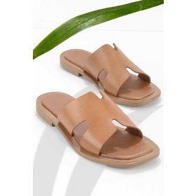 Bambi K04826050003 Taba Hakiki Deri Kadın Terlik