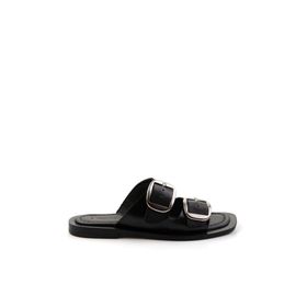 Bambi K04826053703 Siyah Leather Kadın Terlik