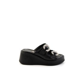Bambi K04991060403 Siyah Leather Kadın Terlik