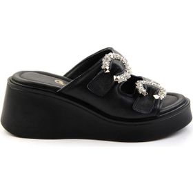 Bambi K04991060403 Siyah Leather Kadın Terlik