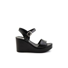 Bambi K05040030403 Siyah Leather Kadın Sandalet