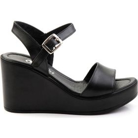 Bambi K05040030403 Siyah Leather Kadın Sandalet