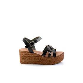 Bambi K05197003803 Siyah Leather Kadın Sandalet