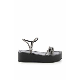 Bambi K05197222209 Siyah Platin Kadın Sandalet
