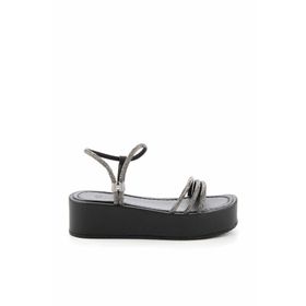 Bambi K05197222209 Siyah Platin Kadın Sandalet