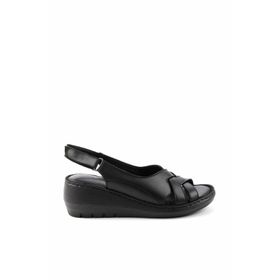 Bambi K05296100403 Siyah Leather Kadın Sandalet