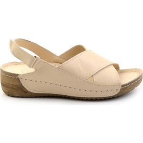 Bambi K05331031103 Bej Leather Kadın Sandalet