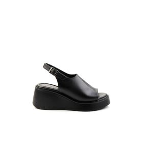 Bambi K05359032103 Siyah Leather Kadın Sandalet