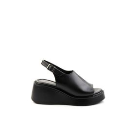 Bambi K05359032103 Siyah Leather Kadın Sandalet