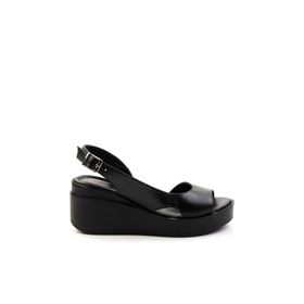 Bambi K05359032503 Siyah Leather Kadın Sandalet