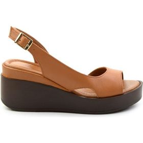 Bambi K05359032503 Taba Siyah Leather Kadın Sandalet