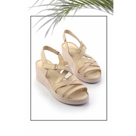 Bambi K05466057203 Bej Leather Kadın Dolgu Topuklu Ayakkabı