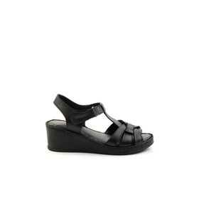Bambi K05552000503 Siyah Leather Kadın Sandalet