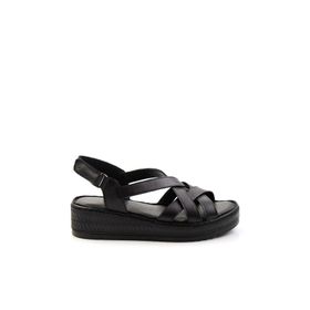 Bambi K05552000803 Siyah Leather Kadın Sandalet