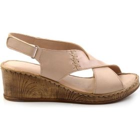 Bambi K05552001203 Bej Taba Leather Kadın Sandalet