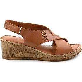 Bambi K05552001203 Taba Leather Kadın Sandalet