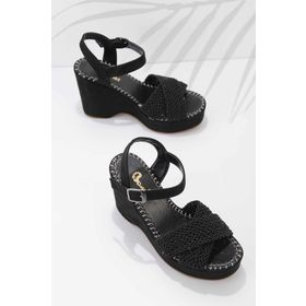 Bambi K05688999716 Siyah Kadın Dolgu Topuklu Ayakkabı