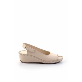 Bambi K05717250403 Bej Leather Kadın Dolgu Topuklu Ayakkabı