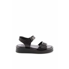 Bambi K05906500503 Siyah Leather Kadın Sandalet