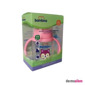 Bambino 180 ml 6+ Ay Pembe Kulplu Alıştırma Bardağı