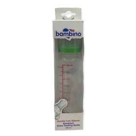 Bambino 225 ml Yeşil Bambiş Kiraz uçlu Cam Biberon