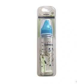 Bambino B012 Mavi 225 ml Kuş Figürlü Cam Biberon
