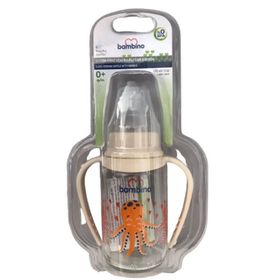 Bambino B015 125 ml Krem Silikon Kiraz Uçlu Kulplu Cam Biberon